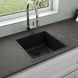 sauber-inset-black-single-bowl-stainless-steel-kitchen-sink-with-waste-square