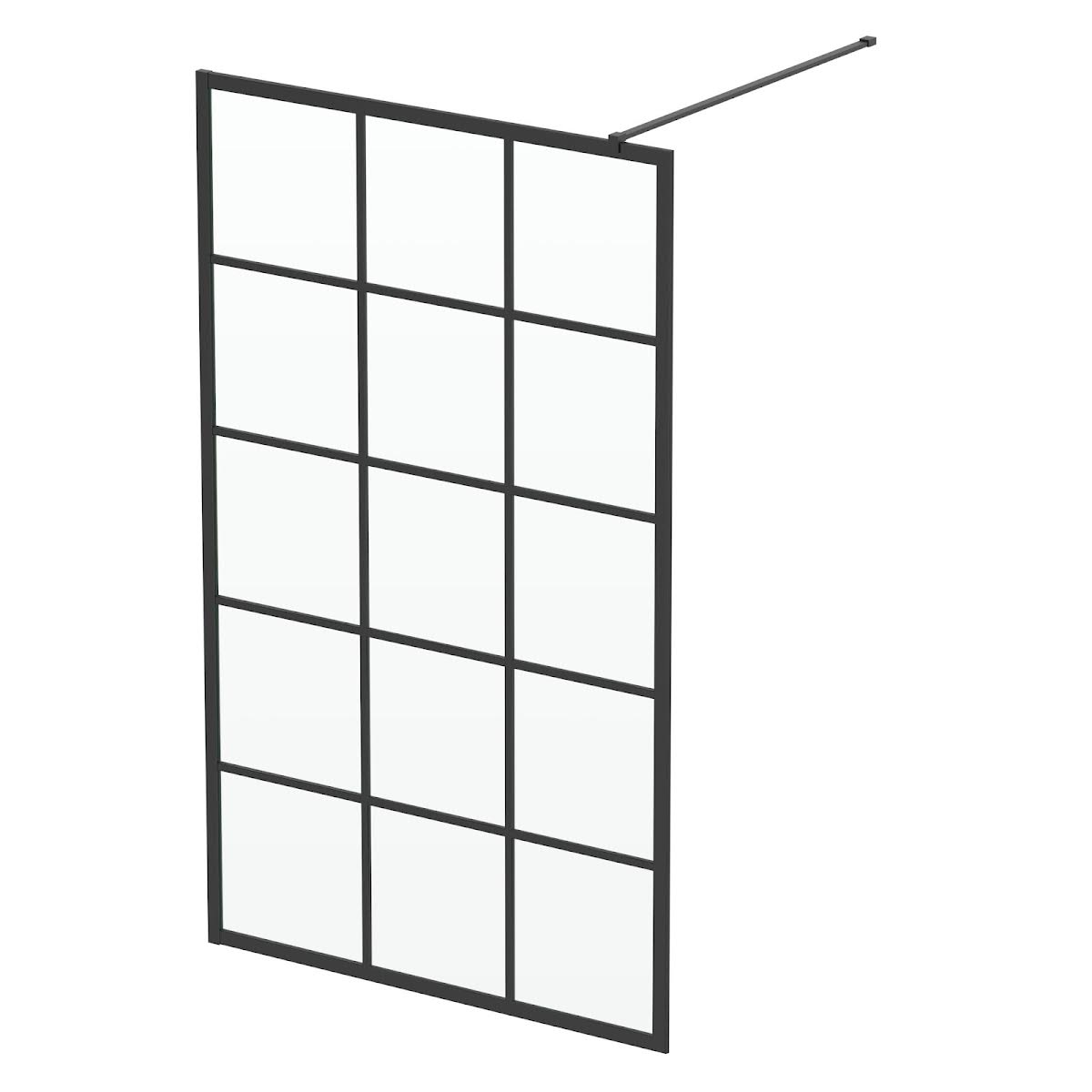 diamond-grid-glass-wet-room-shower-screen-1200mm-with-return-panel-8mm-black