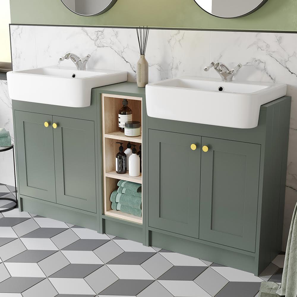 park-lane-winchester-green-double-vanity-unit-brushed-brass-handles-1540mm