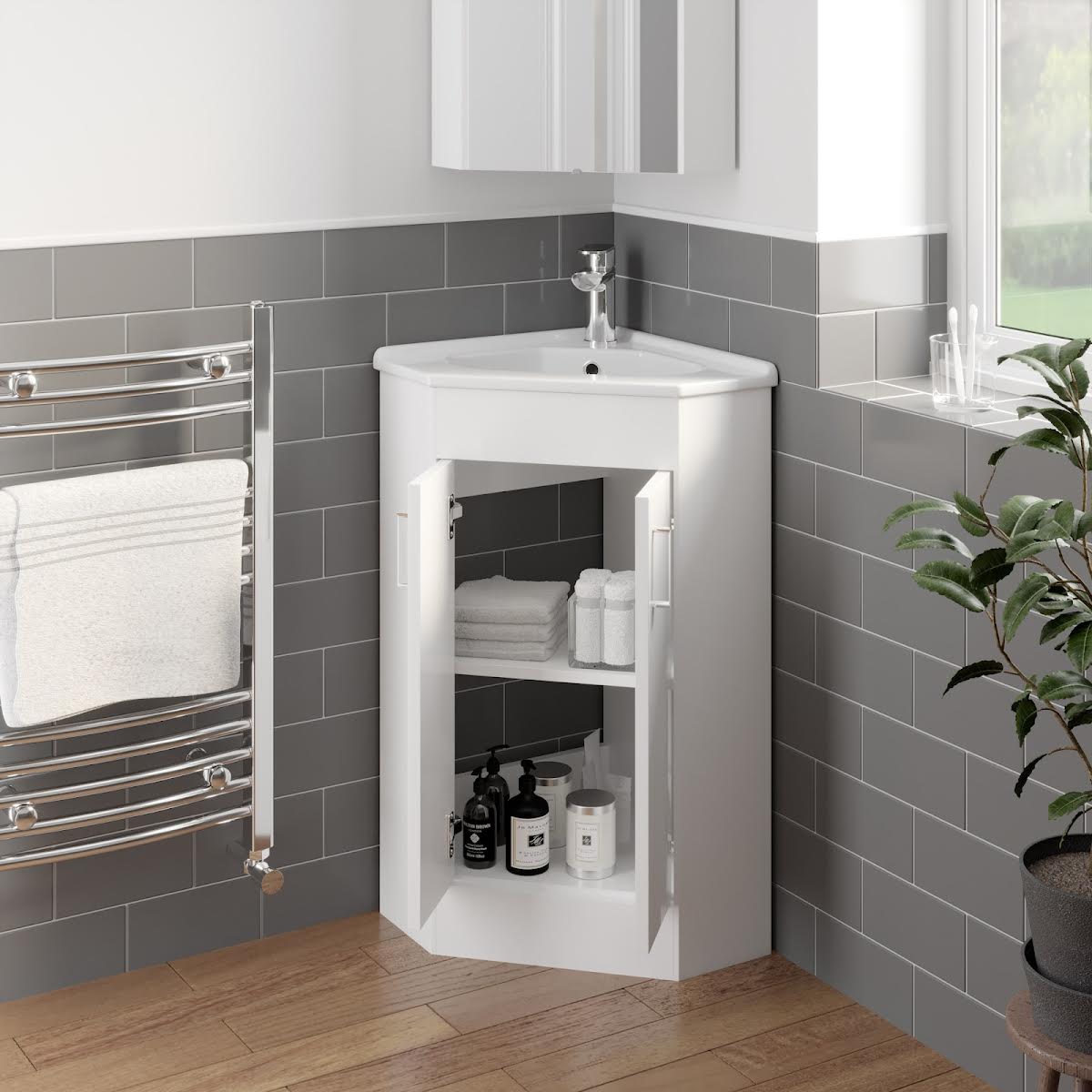 alpine-white-double-door-corner-vanity-unit-585mm