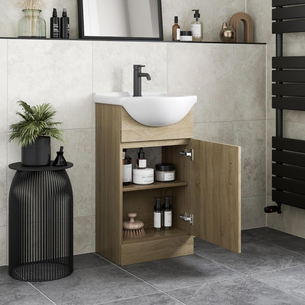 alpine-oak-freestanding-cloakroom-vanity-unit-with-basin-450mm