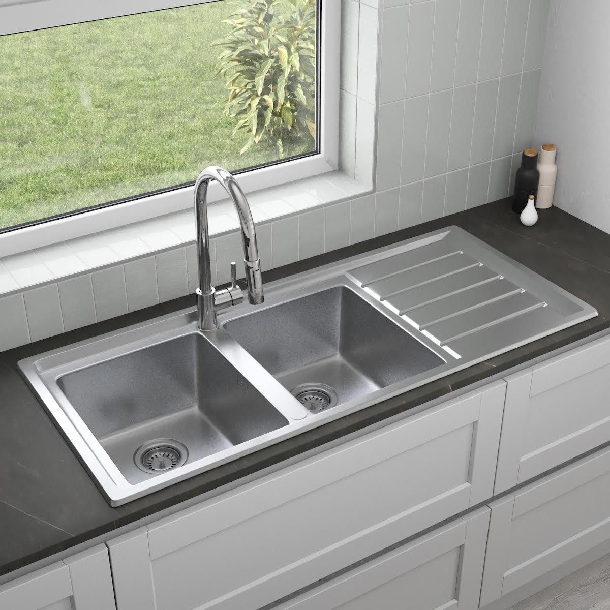 sauber-inset-double-bowl-stainless-steel-kitchen-sink-with-drainer-rectangular