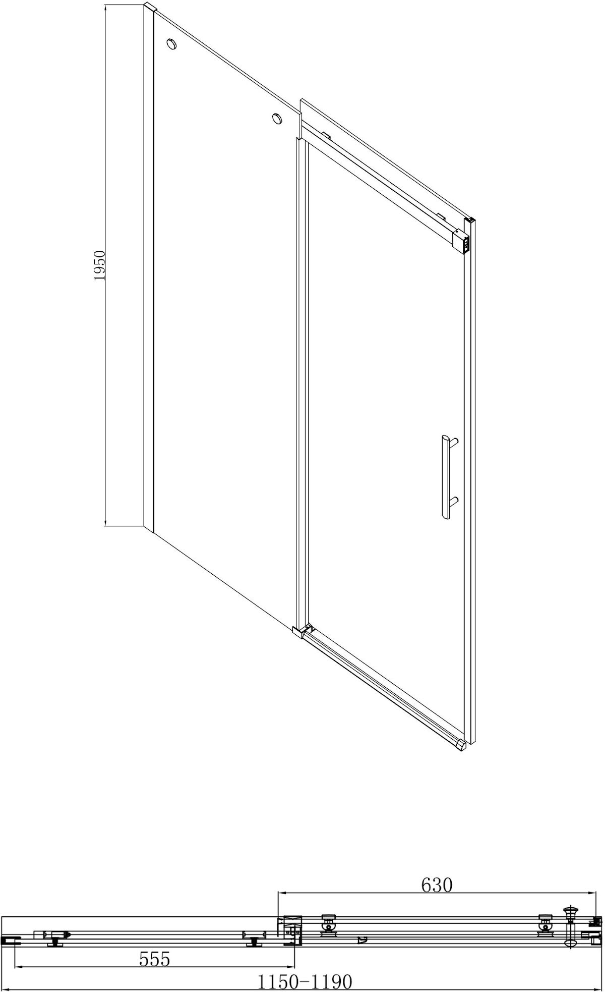 diamond-frameless-sliding-shower-door-1200mm-8mm