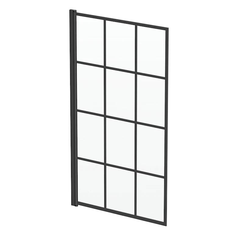 luxura-square-grid-bath-shower-screen-800mm-6mm-matt-black