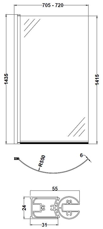 ceramica-p-shaped-bath-shower-screen-720mm