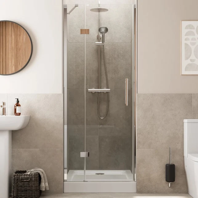 diamond-frameless-hinged-shower-door-900mm-with-raised-anti-slip-tray-waste-8mm