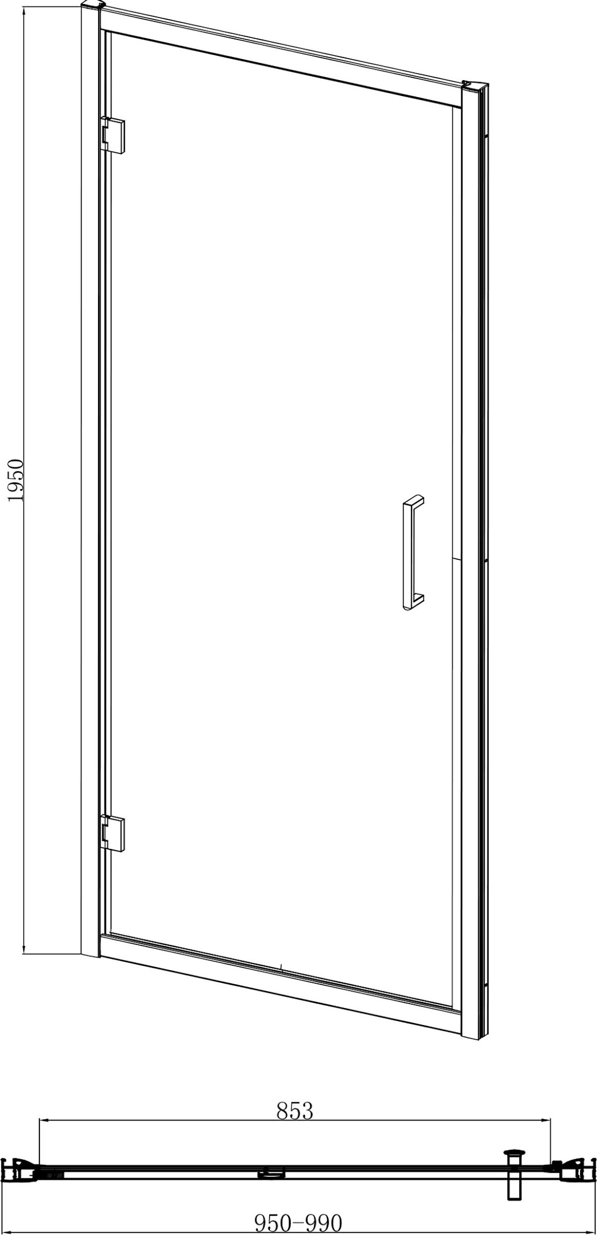 diamond-hinged-shower-door-1000mm-with-1000-x-800mm-tray-8mm