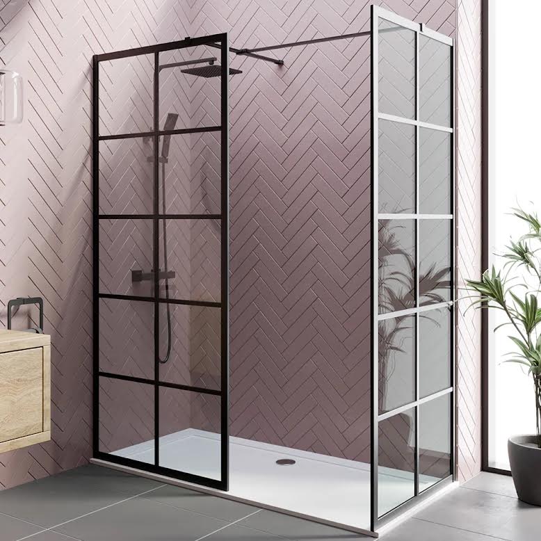 diamond-grid-walk-in-shower-screens-1700-x-800mm-with-non-slip-tray-8mm-black