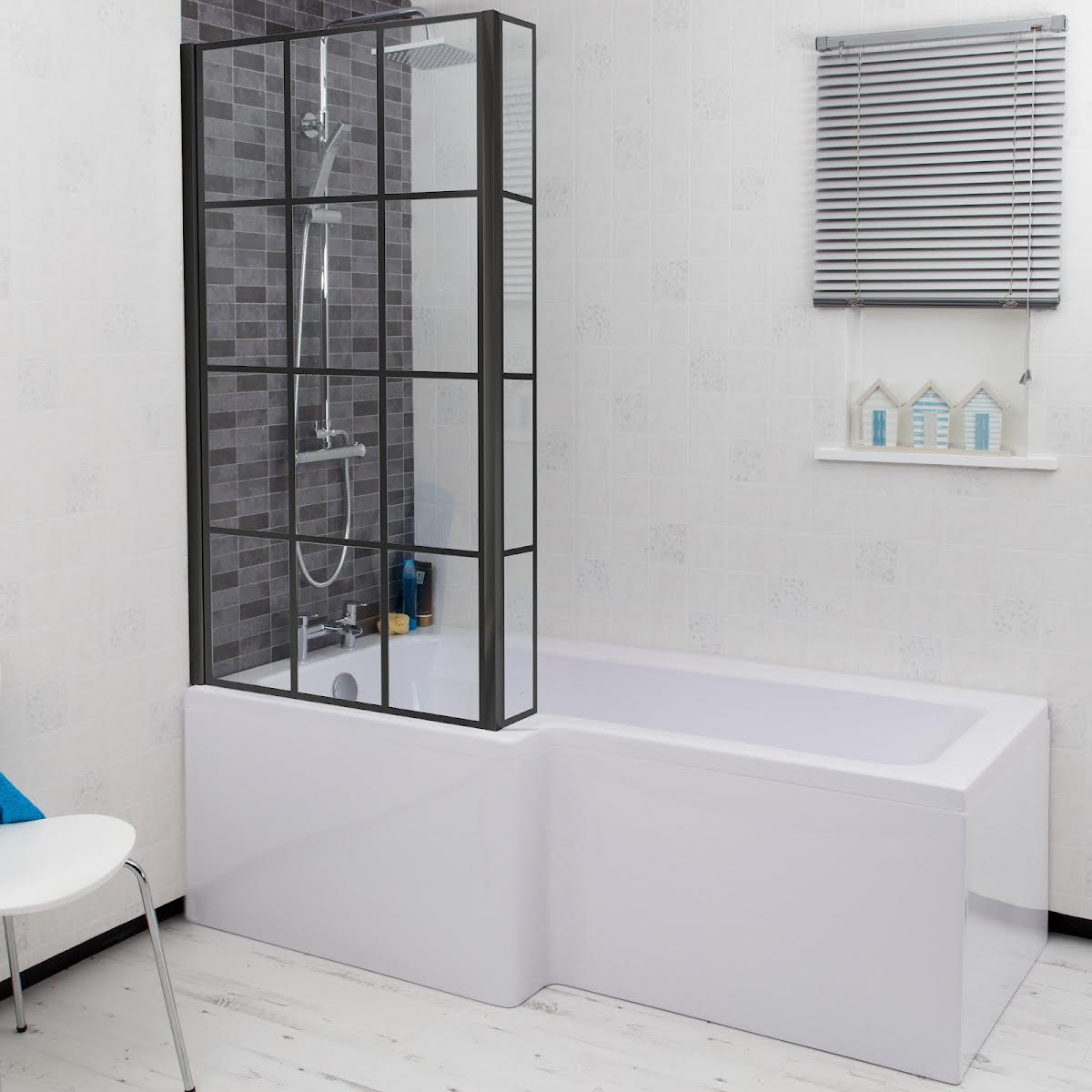 affine-royan-black-bathroom-suite-with-l-shape-shower-bath-1700-full-pedestal-basin-left-hand