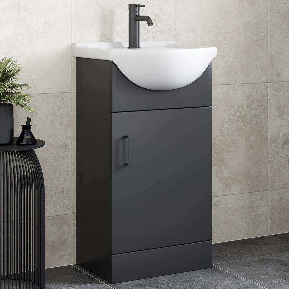 alpine-black-freestanding-cloakroom-vanity-unit-with-basin-450mm