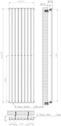 duratherm-vertical-oval-tube-single-panel-designer-radiator-1800-x-480mm-black