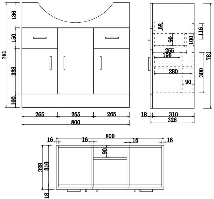 alpine-white-gloss-freestanding-vanity-unit-850mm