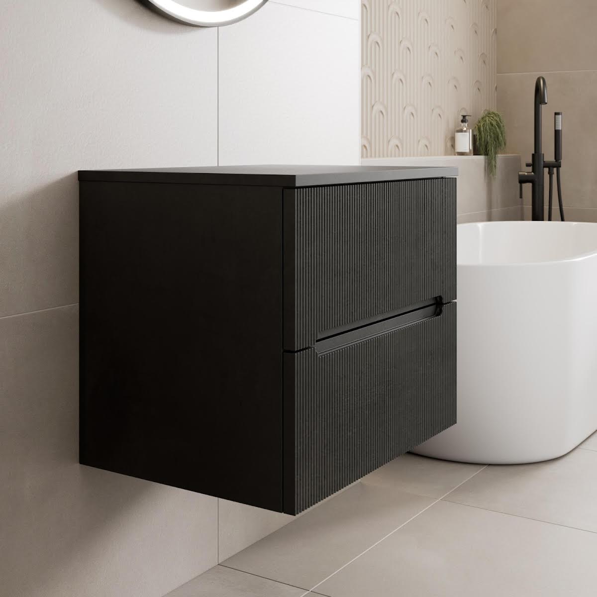 vitusso-fluted-black-wall-hung-bathroom-vanity-unit-without-basin-600mm-black-top