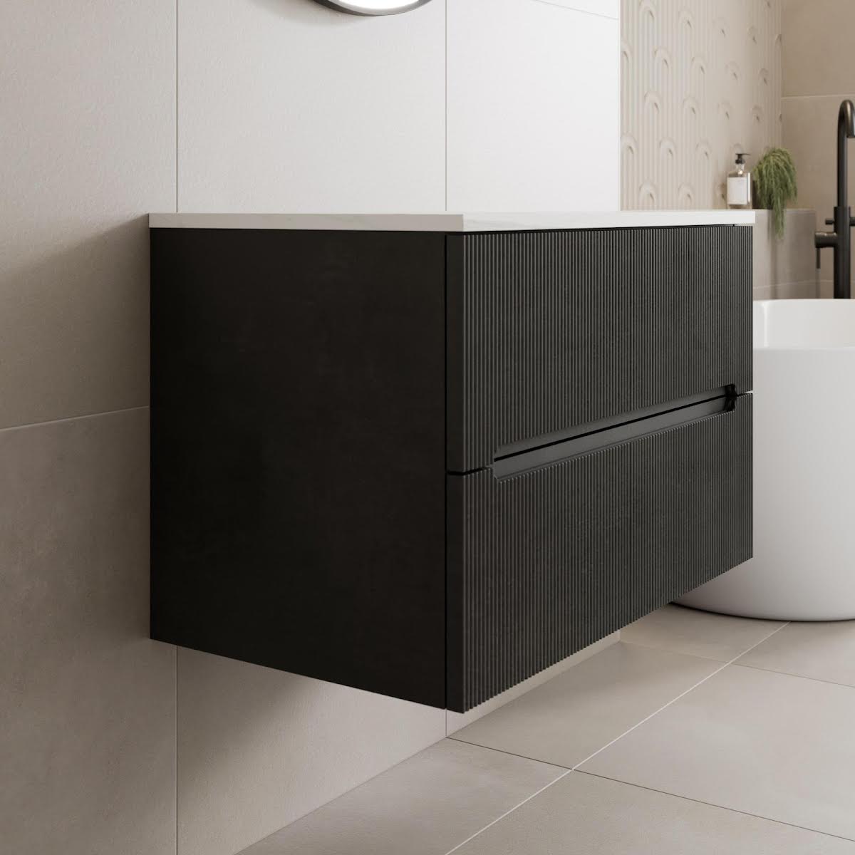 vitusso-fluted-black-wall-hung-bathroom-vanity-unit-without-basin-800mm-white-marble-top