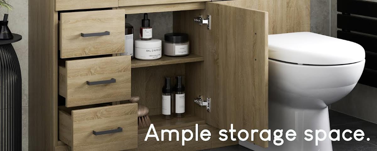 alpine oak vanity unit storage space