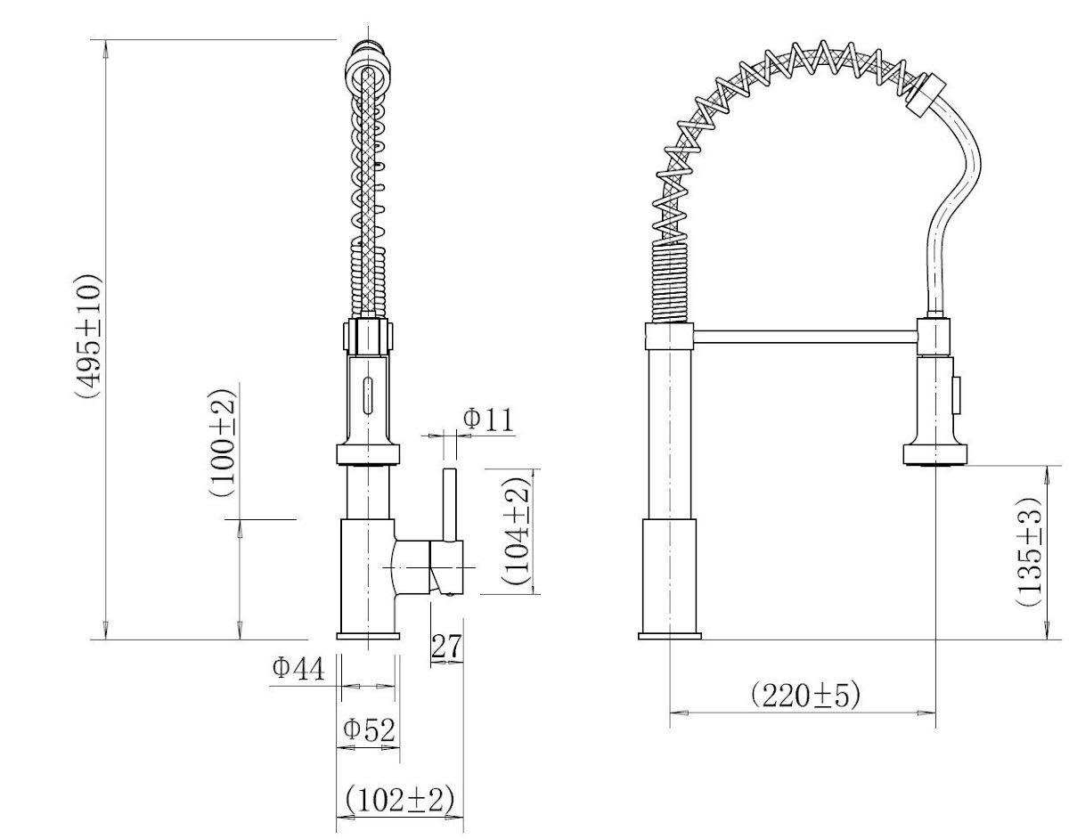 sauber-flexible-pull-out-kitchen-tap-single-lever-matt-black