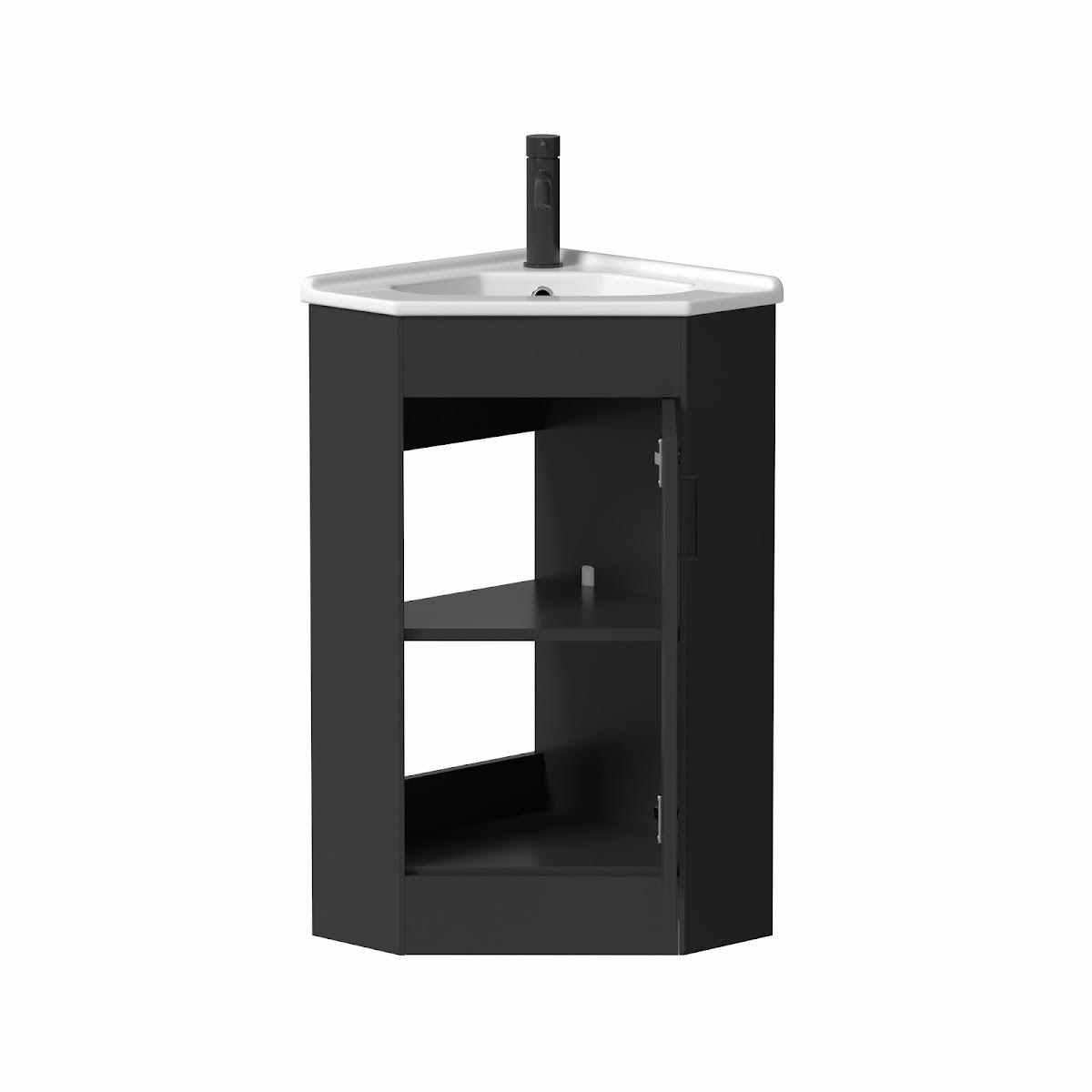 alpine-black-single-door-corner-vanity-unit-585mm