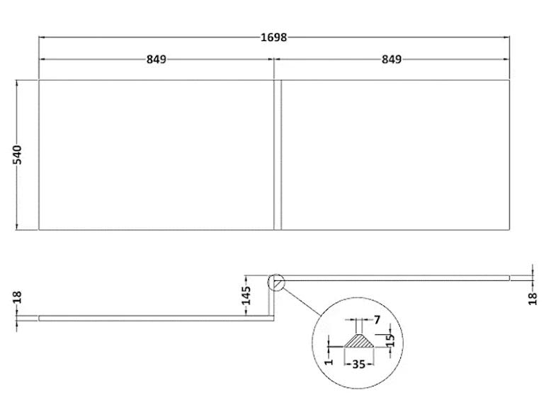 ceramica-l-shaped-1700mm-shower-bath-black-grid-shower-screen-bath-panel-lh