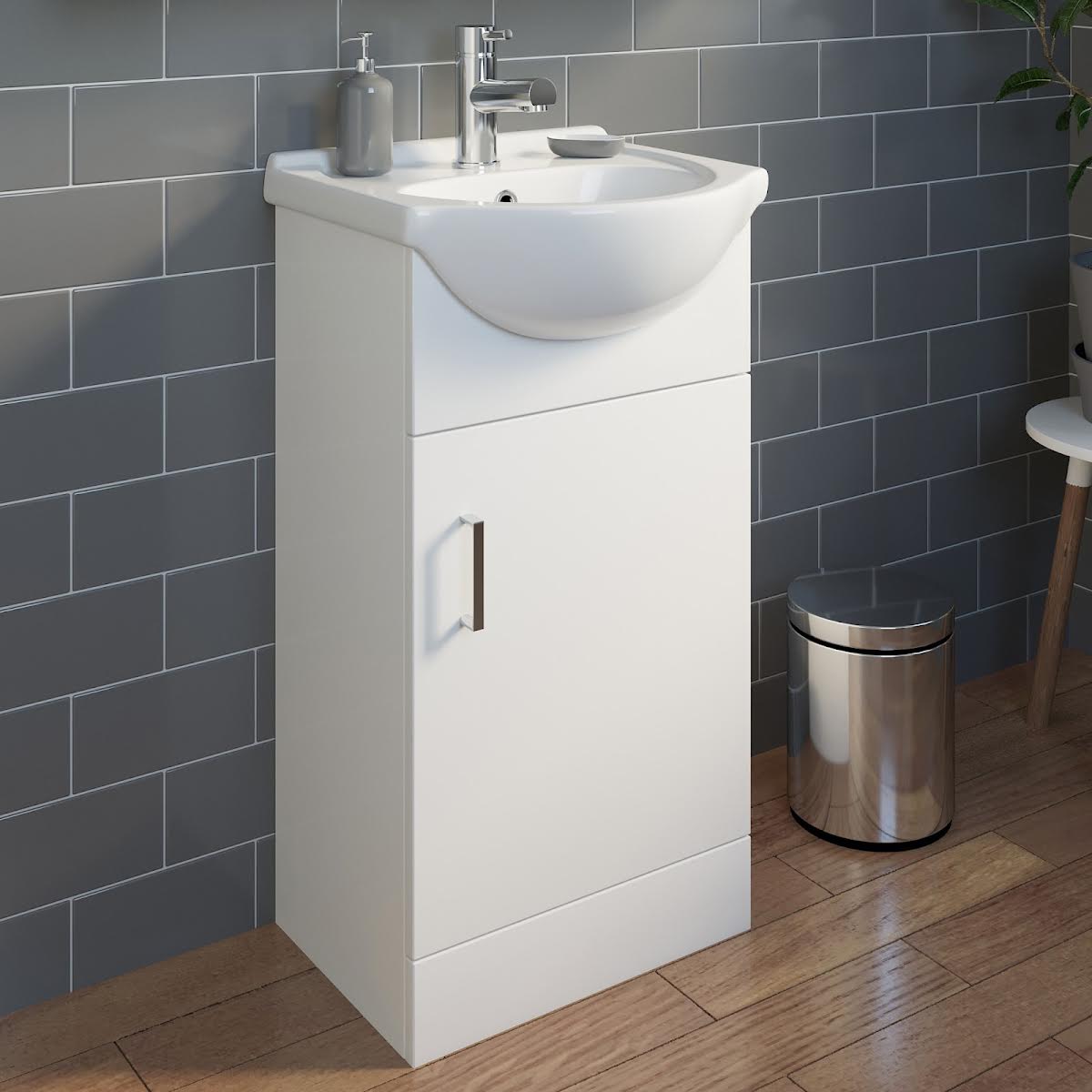 alpine-white-gloss-freestanding-cloakroom-vanity-unit-450mm