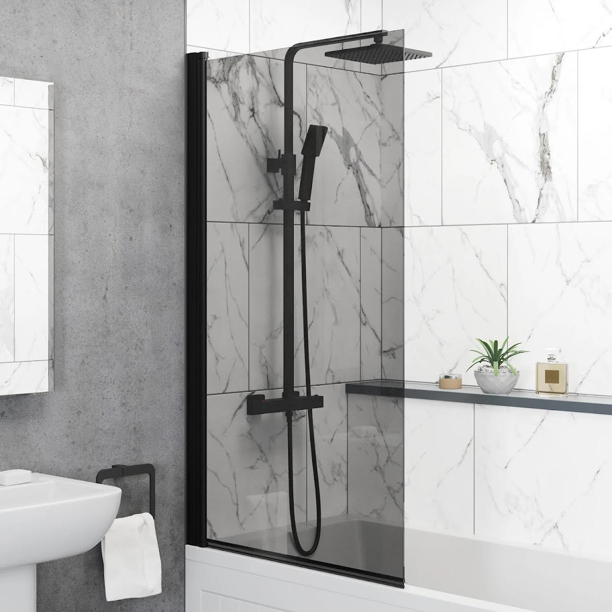 ceramica-straight-square-bath-bundle-1700-x-700mm-with-black-square-shower-screen-front-bath-panel