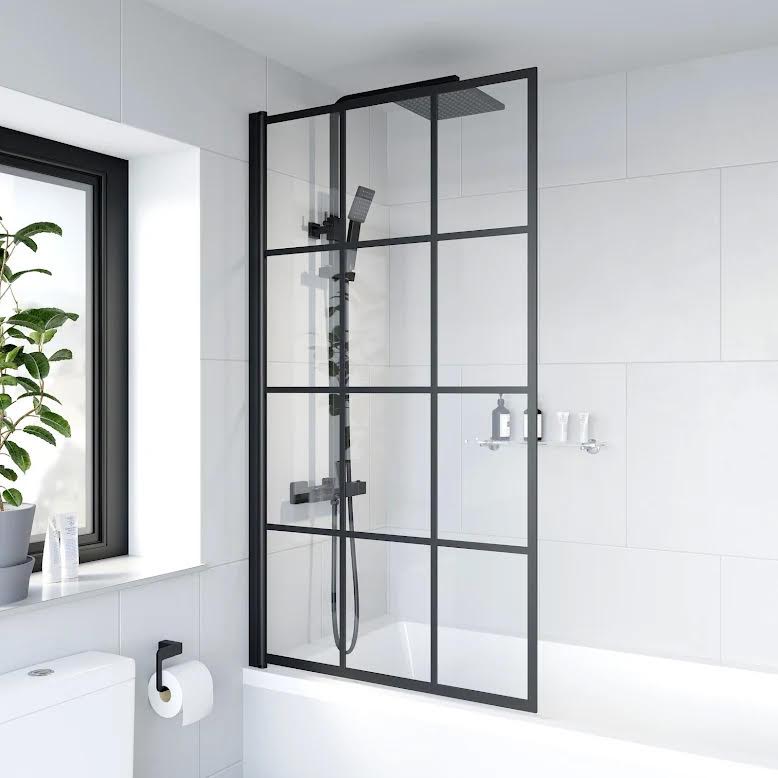 luxura-square-grid-bath-shower-screen-800mm-6mm-matt-black