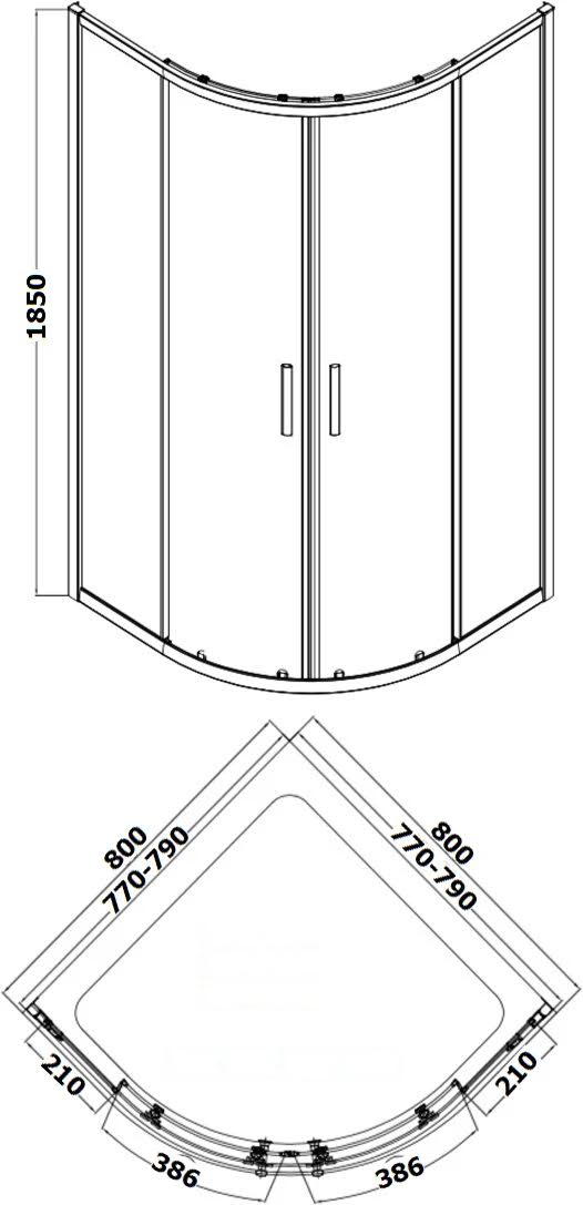 luxura-quadrant-shower-enclosure-800mm-6mm-black