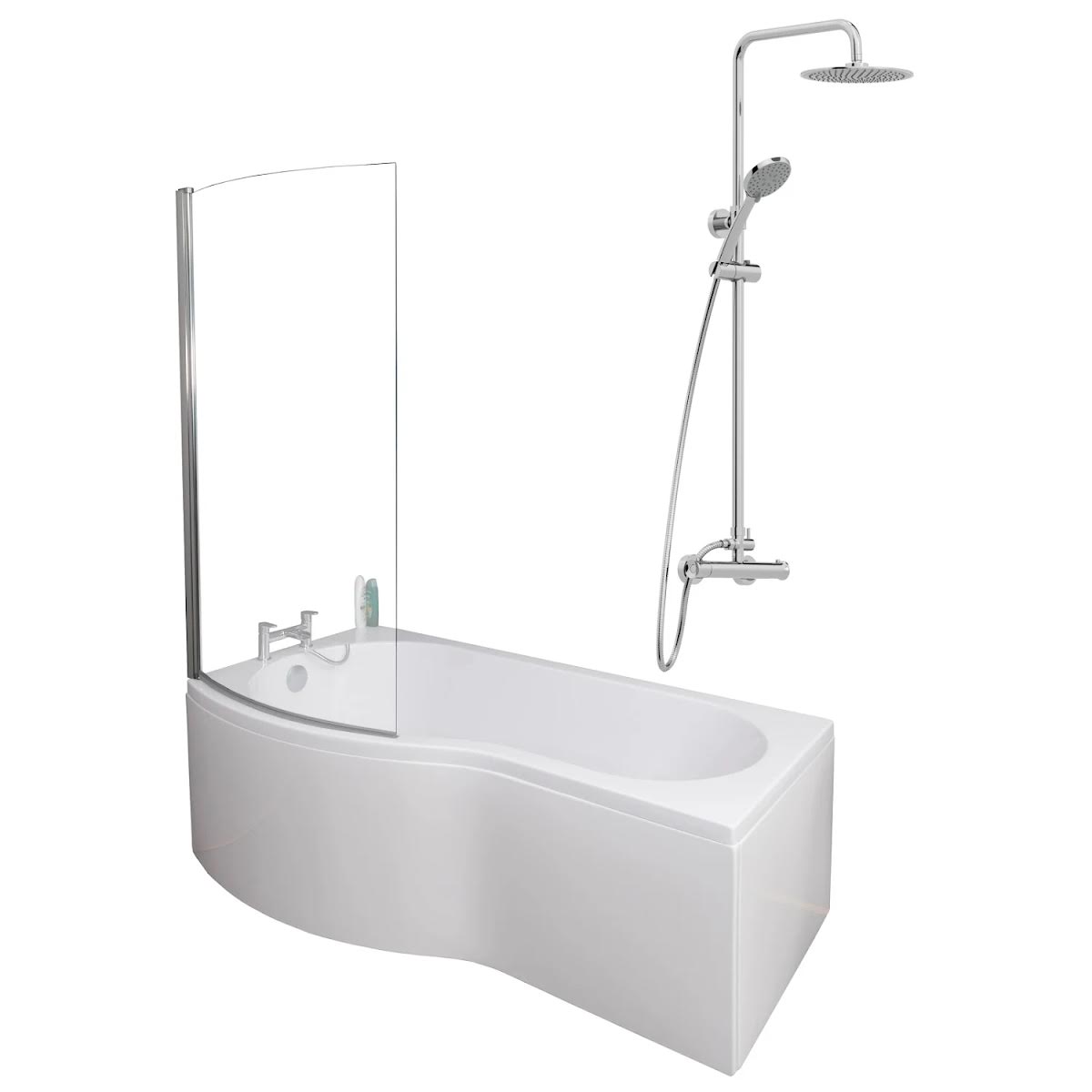 ceramica-p-shaped-1700mm-shower-bath-chrome-mixer-shower-bath-screen-panel-lh