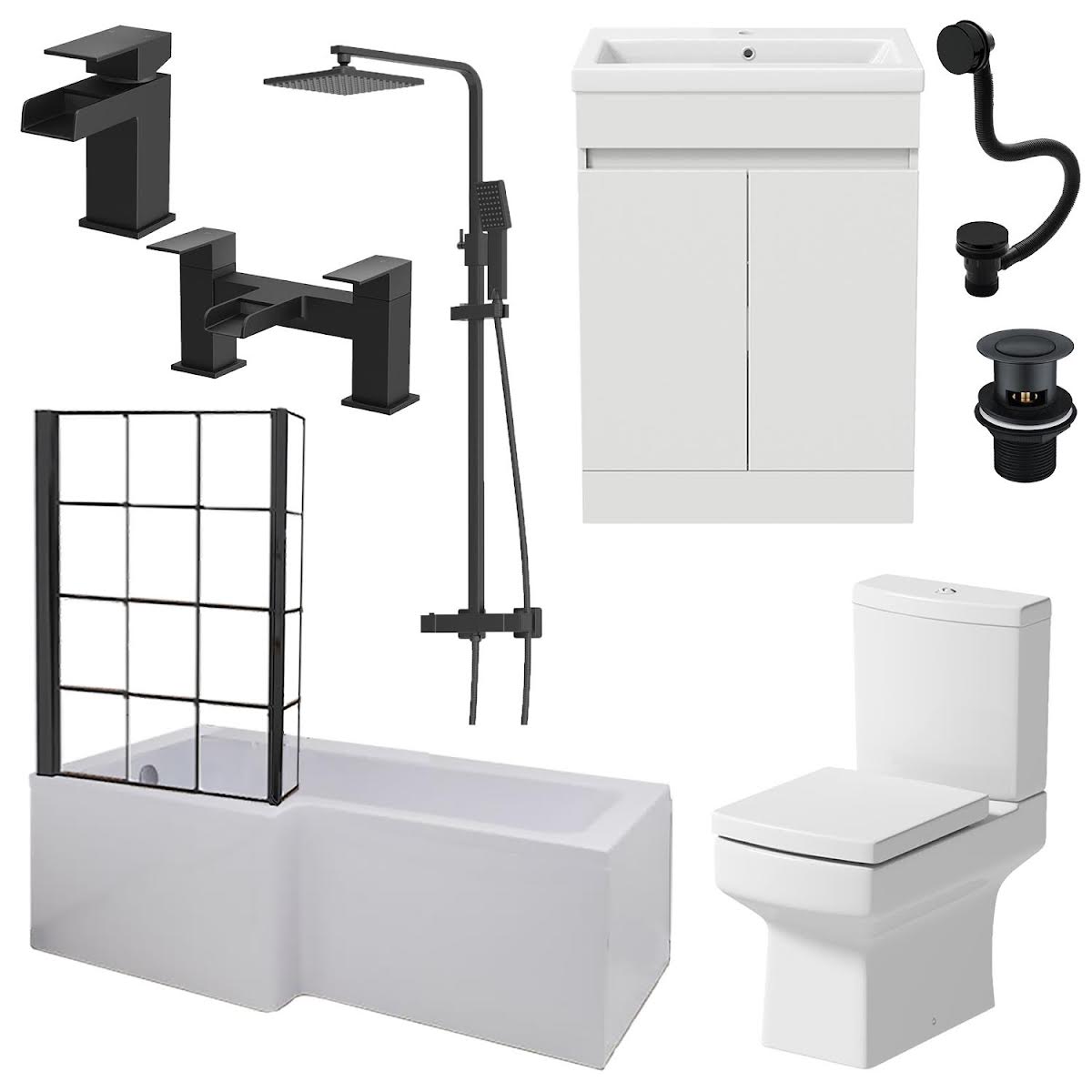 affine-royan-black-bathroom-suite-with-l-shape-shower-bath-1700-artis-vanity-unit-left-hand