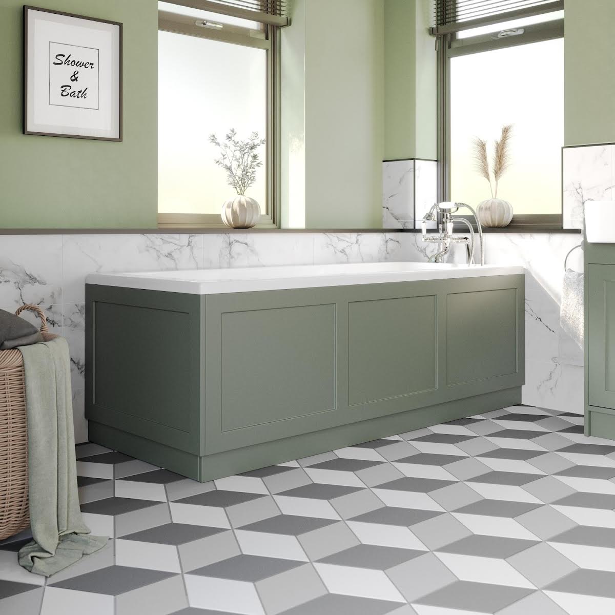 park-lane-winchester-matt-green-bath-panel-pack-1700700mm-traditional-side-end-mdf