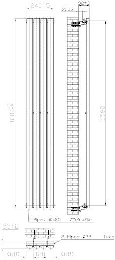 duratherm-vertical-oval-tube-single-panel-designer-radiator-1600-x-240mm-black