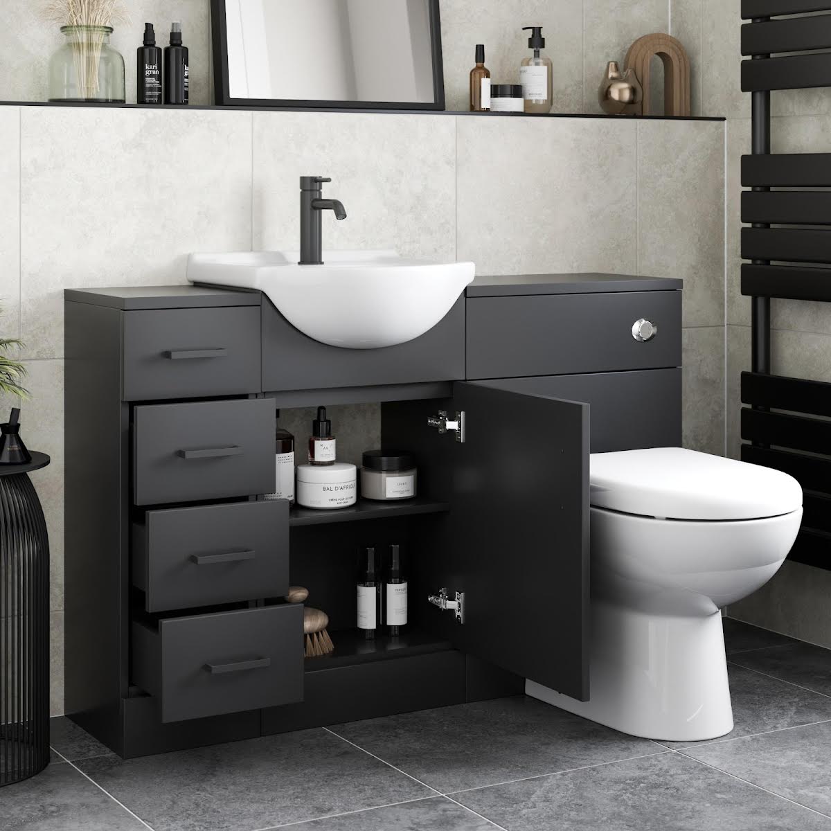 alpine-black-toilet-basin-vanity-unit-combination-with-drawer-unit-1165mm