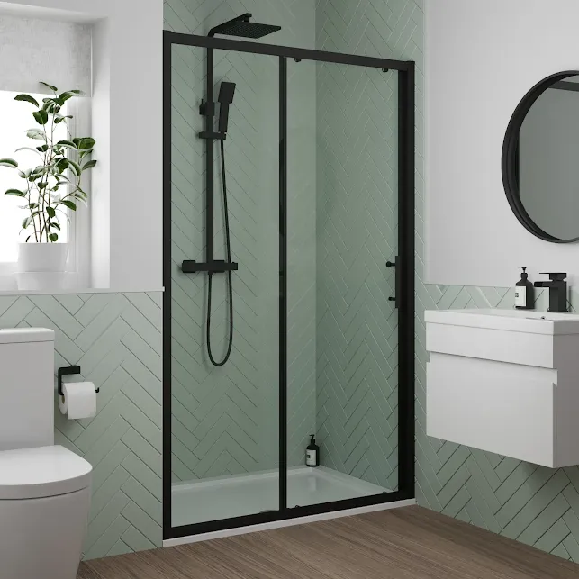 luxura-sliding-shower-door-1200mm-with-1200-x-900mm-tray-6mm-black