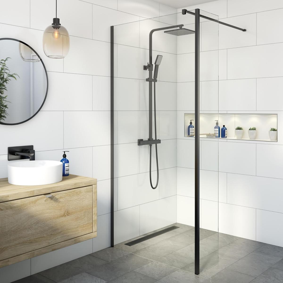 diamond-wet-room-shower-screen-1100mm-with-fixed-return-panel-8mm-black