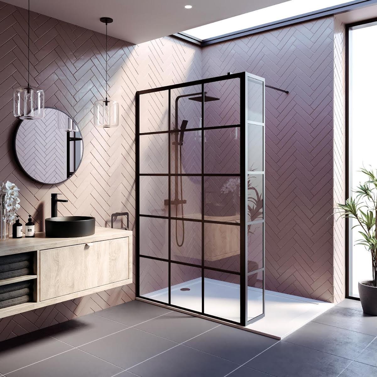 diamond-grid-wet-room-shower-screens-with-1200-900mm-panels-fixed-return-panel-8mm-black