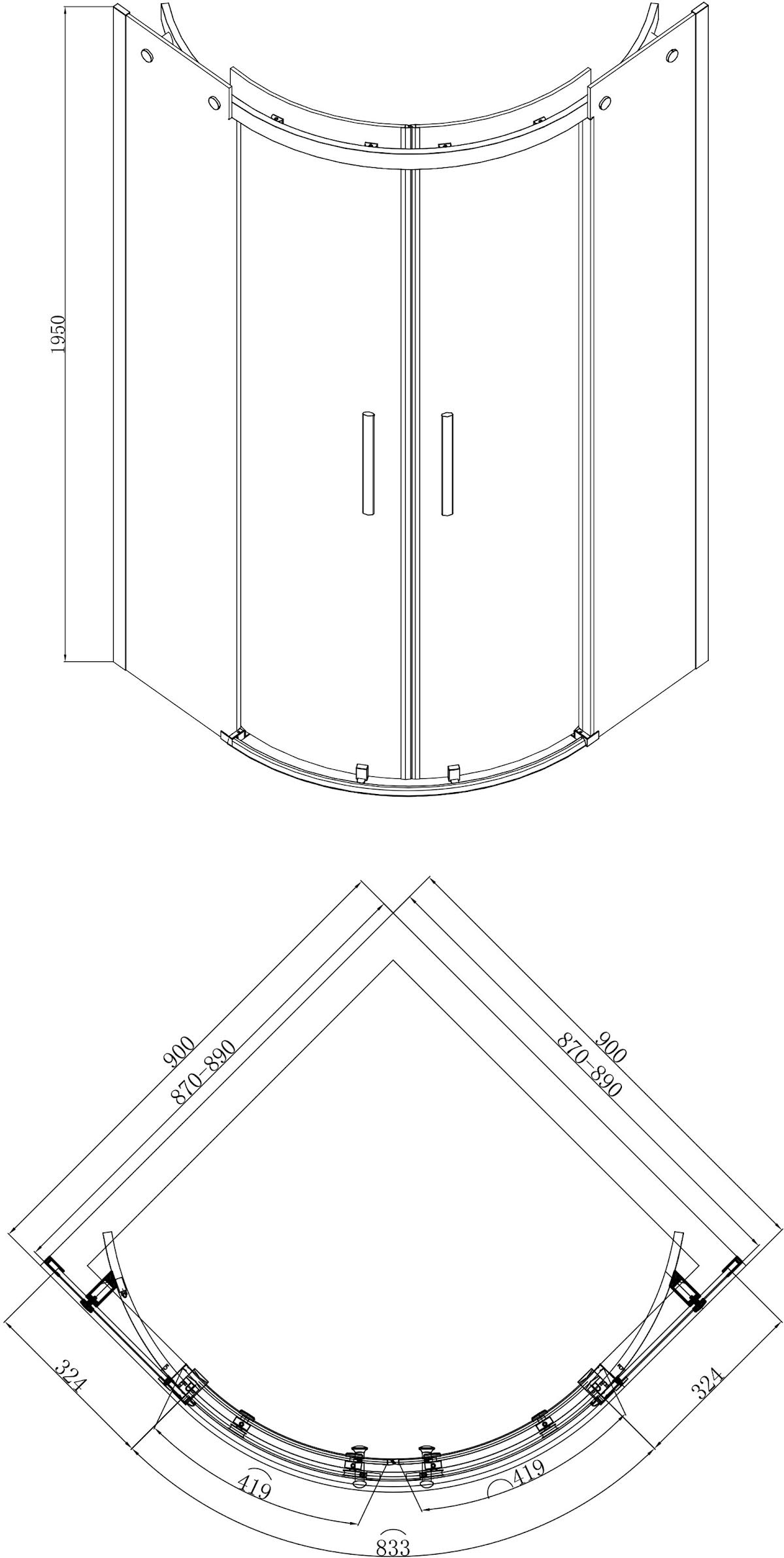 diamond-frameless-quadrant-shower-enclosure-900mm-with-tray-8mm