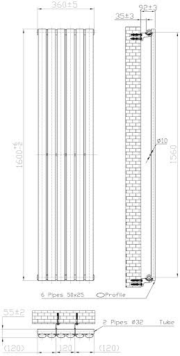 duratherm-vertical-oval-tube-single-panel-designer-radiator-1600-x-360mm-black