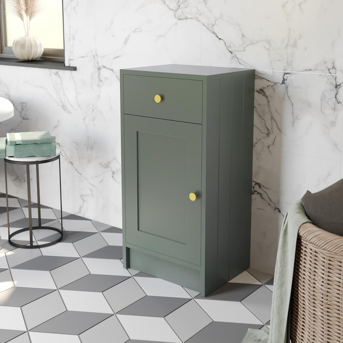 park-lane-winchester-green-freestanding-storage-unit-brushed-brass-handles-400mm