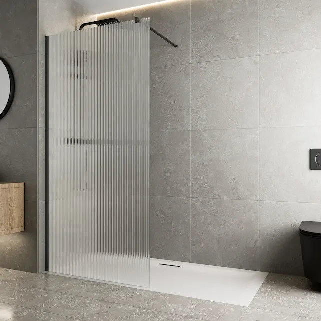 diamond-fluted-wet-room-shower-screen-700mm-8mm-black