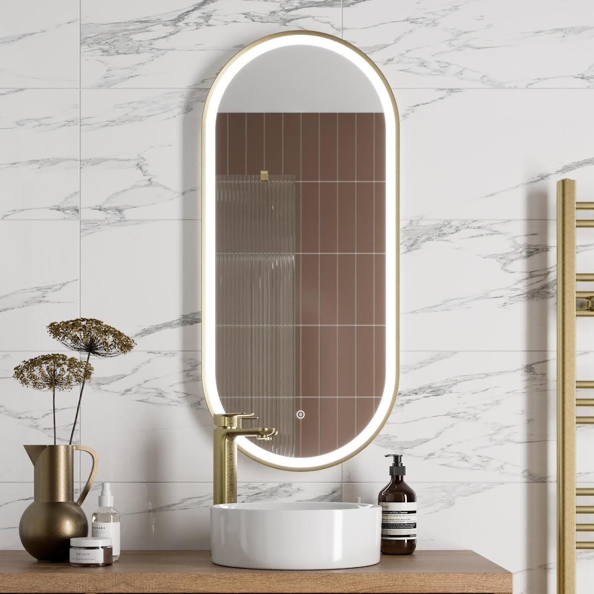 artis-oval-led-mirror-with-demister-450-x-1000mm-brushed-brass