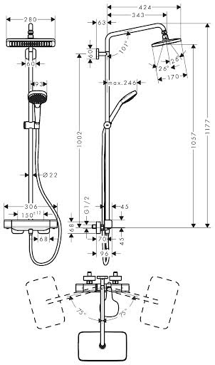 hansgrohe-croma-e-showerpipe-280-ecosmart-with-thermostatic-mixer-shower-chrome-27660000