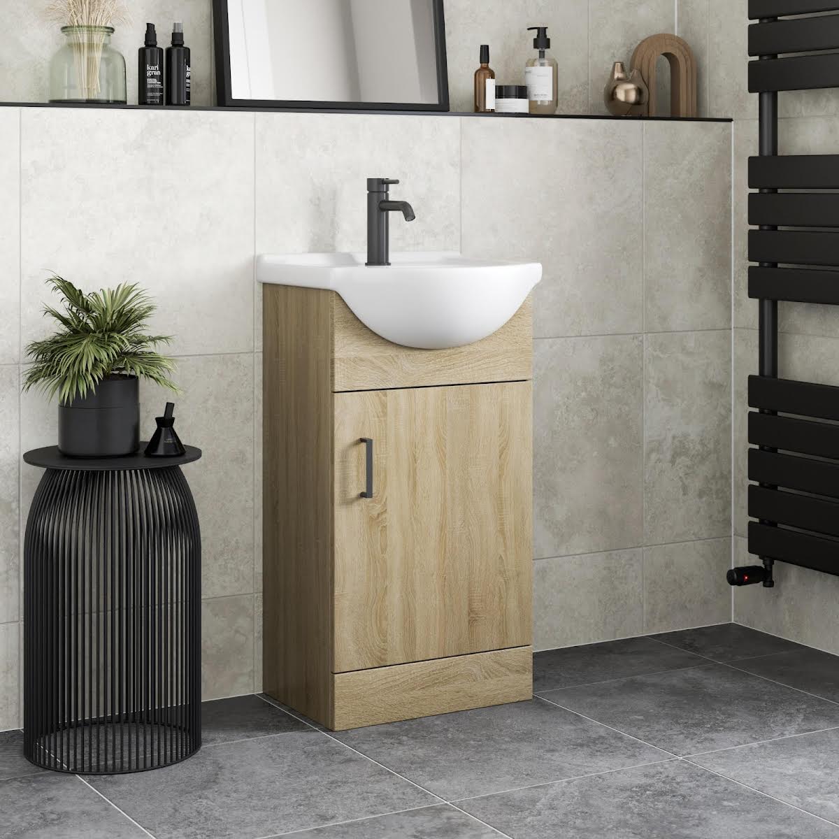 alpine-oak-freestanding-cloakroom-vanity-unit-with-basin-450mm