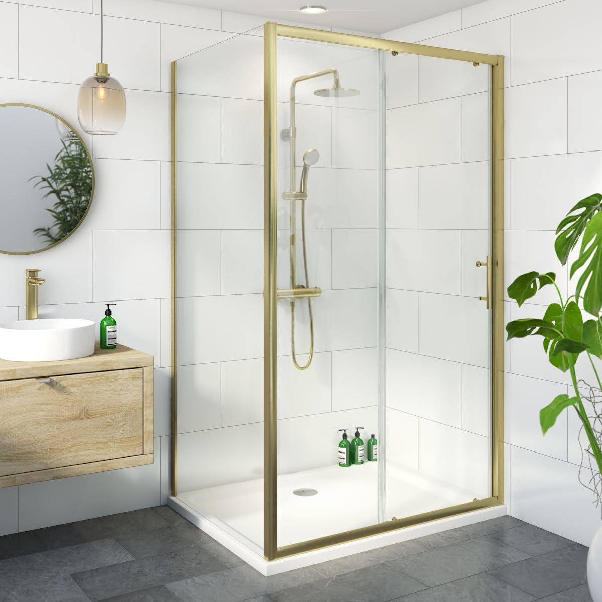 luxura-sliding-shower-enclosure-1200-x-700mm-with-tray-and-waste-6mm-brushed-brass