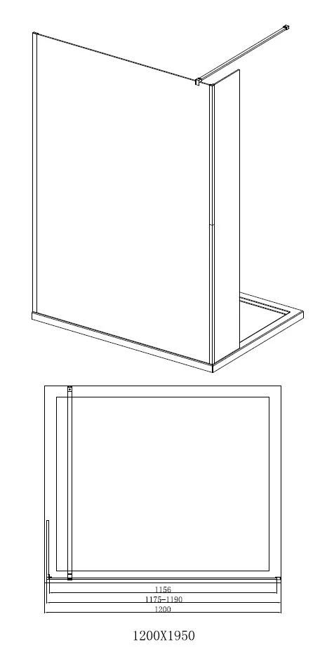 diamond-wet-room-shower-screen-1200mm-with-hinged-return-panel-8mm-chrome