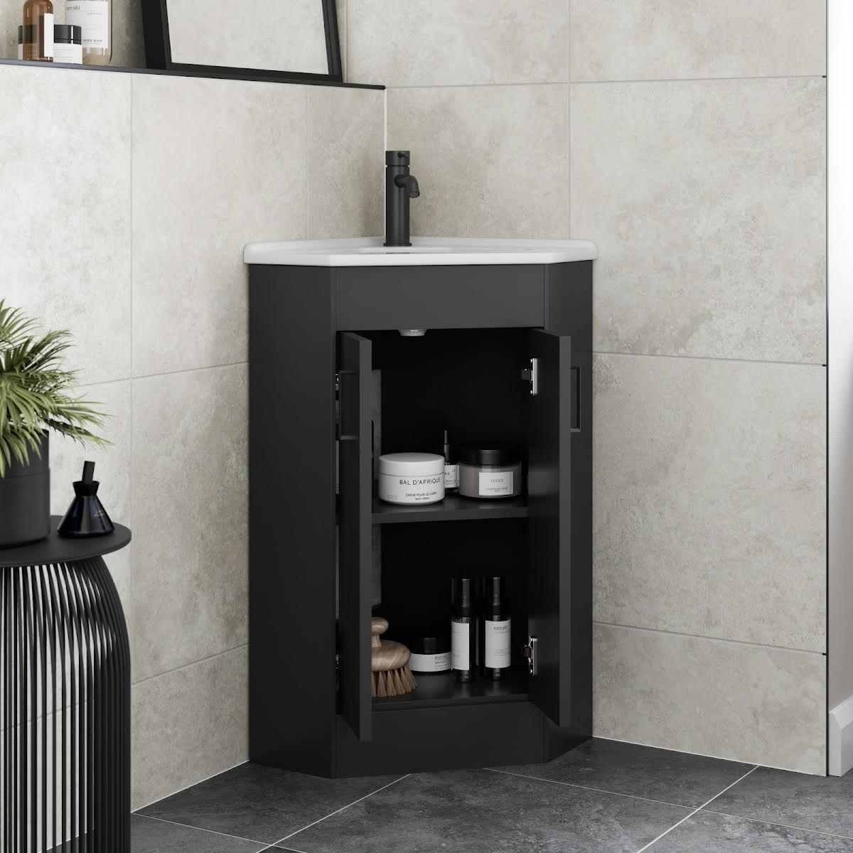 alpine-black-double-door-corner-vanity-unit-585mm