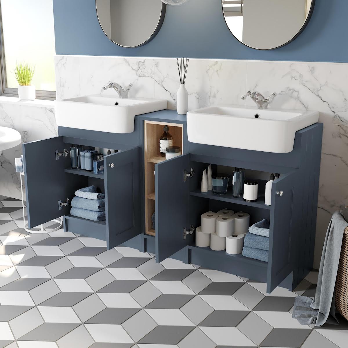 park-lane-winchester-blue-double-vanity-unit-and-shelves-1540mm