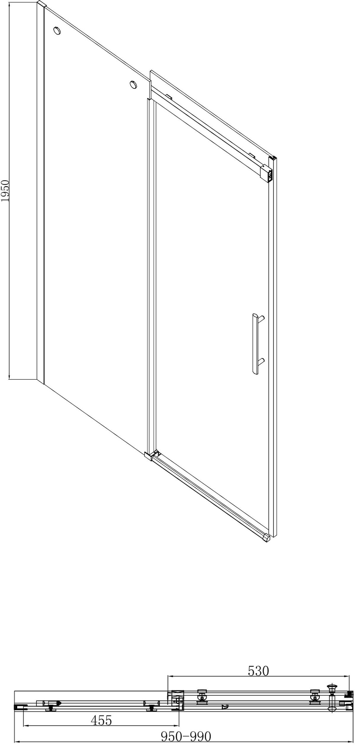 diamond-frameless-sliding-shower-enclosure-1000-x-800mm-with-tray-8mm