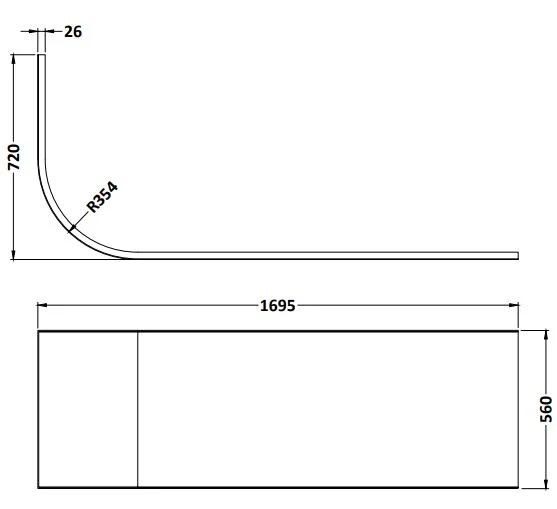 ceramica-j-shaped-1700mm-shower-bath-curved-shower-screen-single-ended-lh