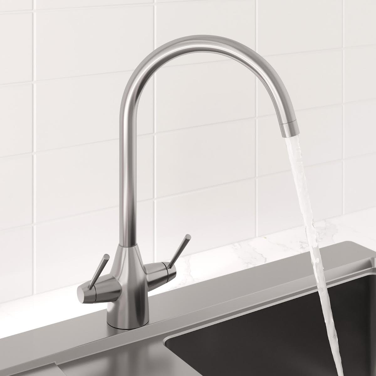 sauber-vevey-kitchen-mixer-tap-brushed-finish