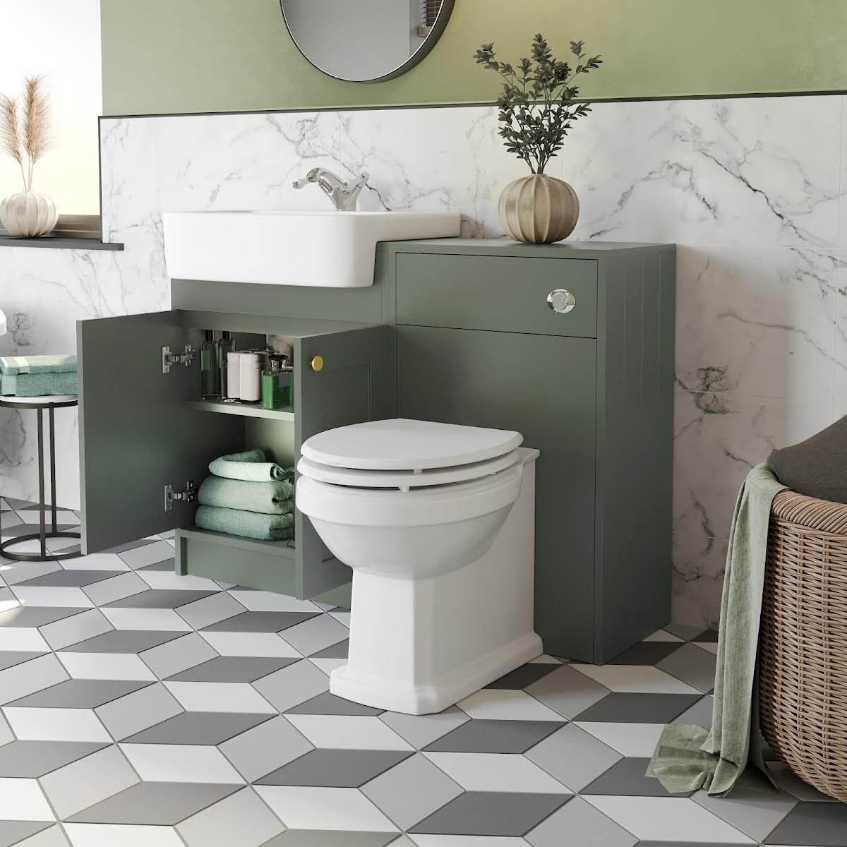 park-lane-winchester-green-toilet-vanity-unit-combination-with-brushed-brass-handles-1120mm