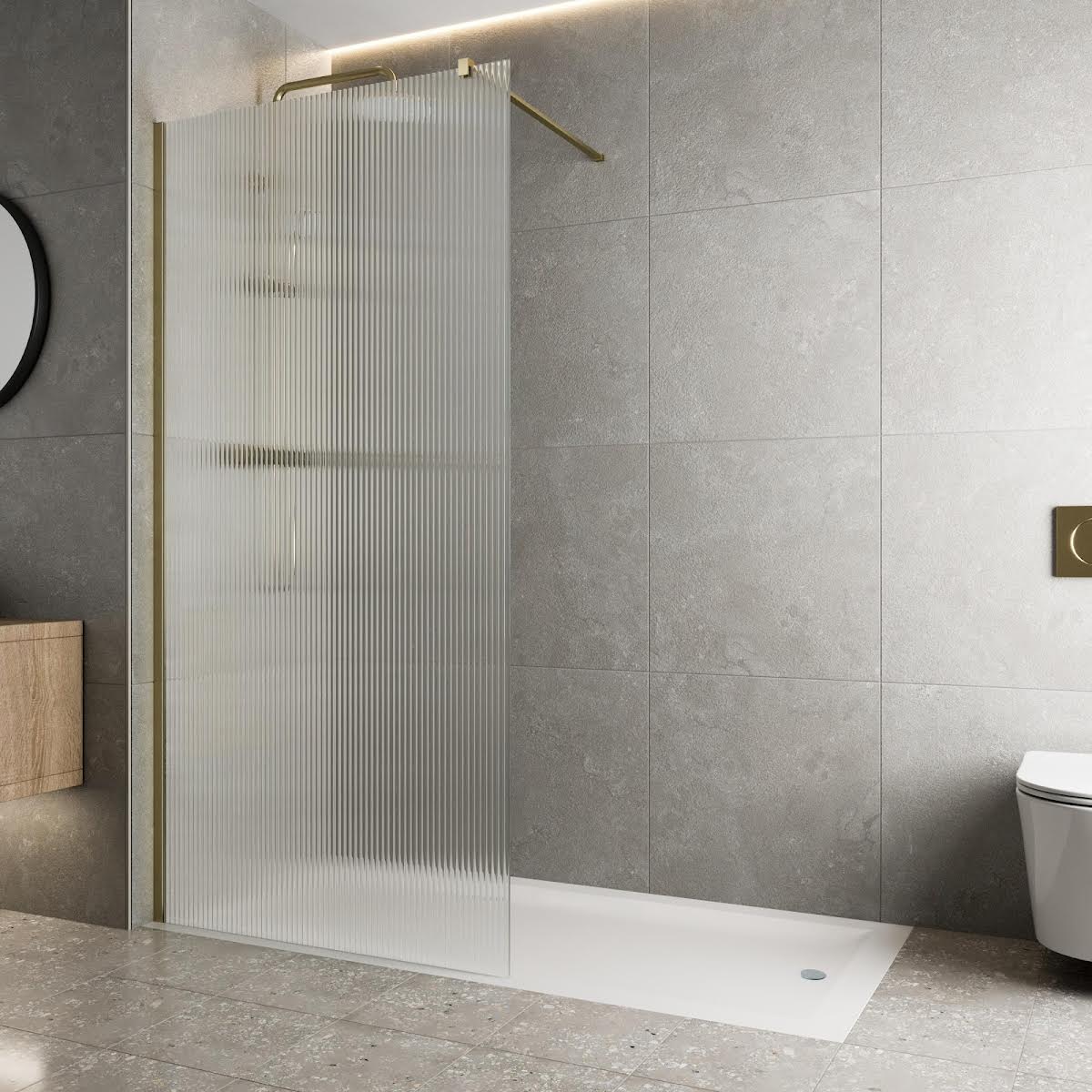 diamond-fluted-walk-in-shower-screen-1200mm-with-non-slip-tray-8mm-brass